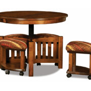 Five Piece Round Table Bench Set With Open Benches - Image 2