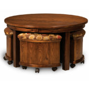 5 Piece Round Table Bench Set with Storage Benches
