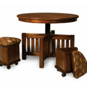 5 Piece Round Table Bench Set with Storage Benches - Image 2