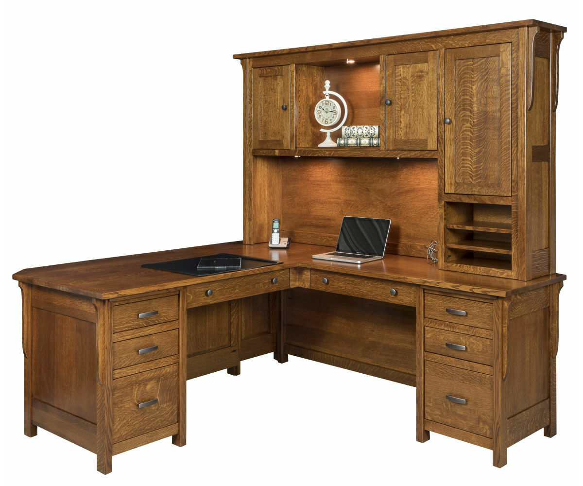 Boston Corner and Return Desk with Hutch - 72"W - Image 3