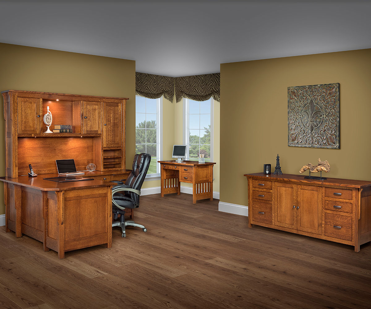 Boston Corner and Return Desk with Hutch - 72"W - Image 4