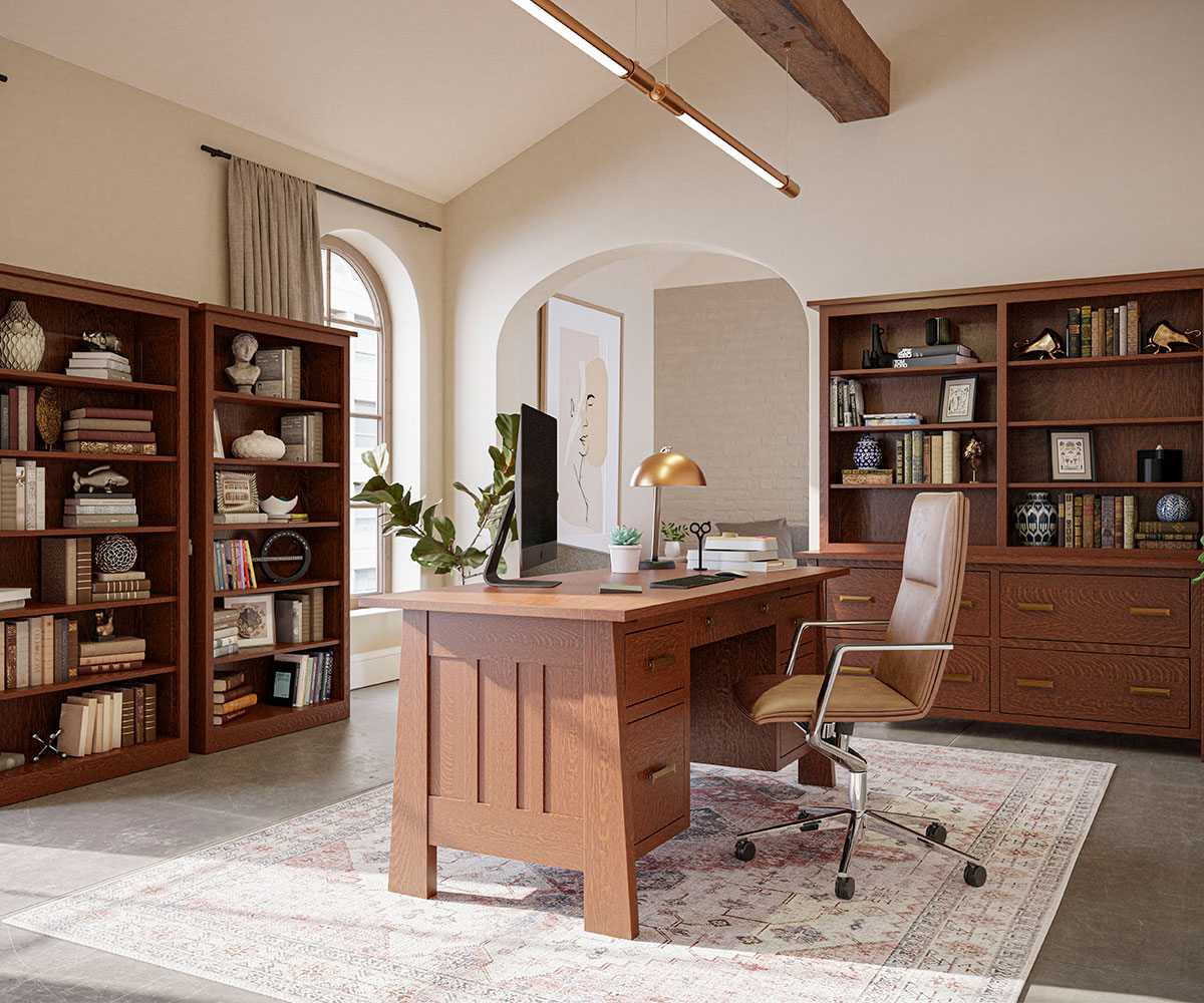 Freemont Mission Credenza With Hutch - Image 2